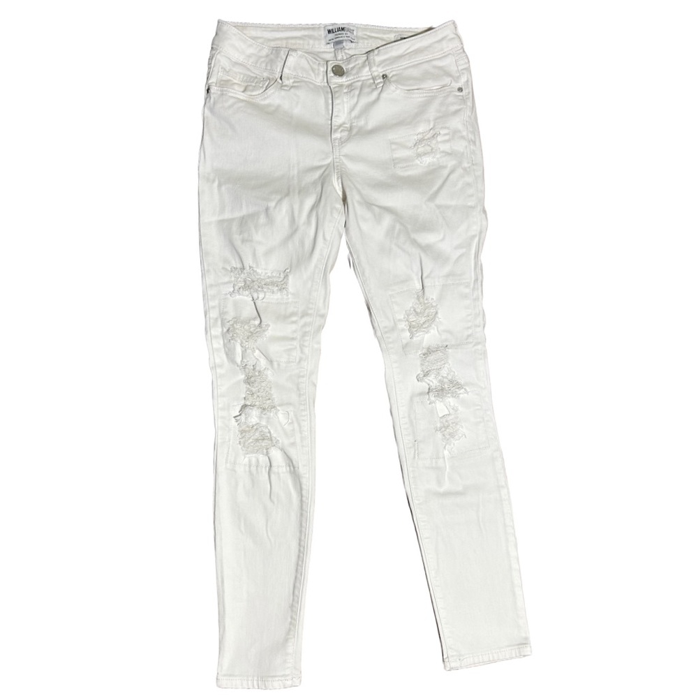 William Rast Women’s Distressed Skinny Ankle White Denim Jeans Size 26